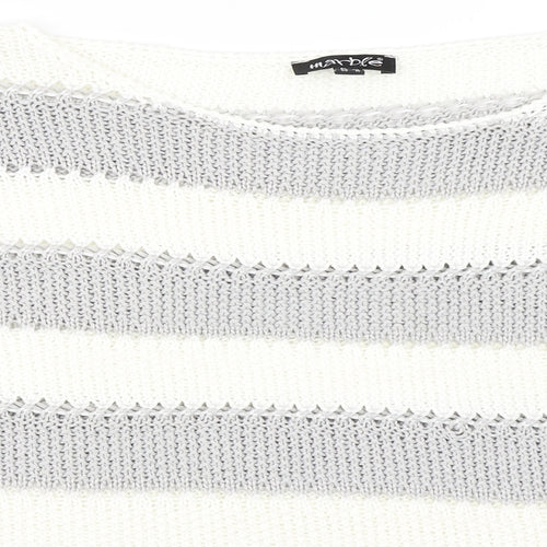 Marble Womens Grey Striped  Pullover Jumper Size M