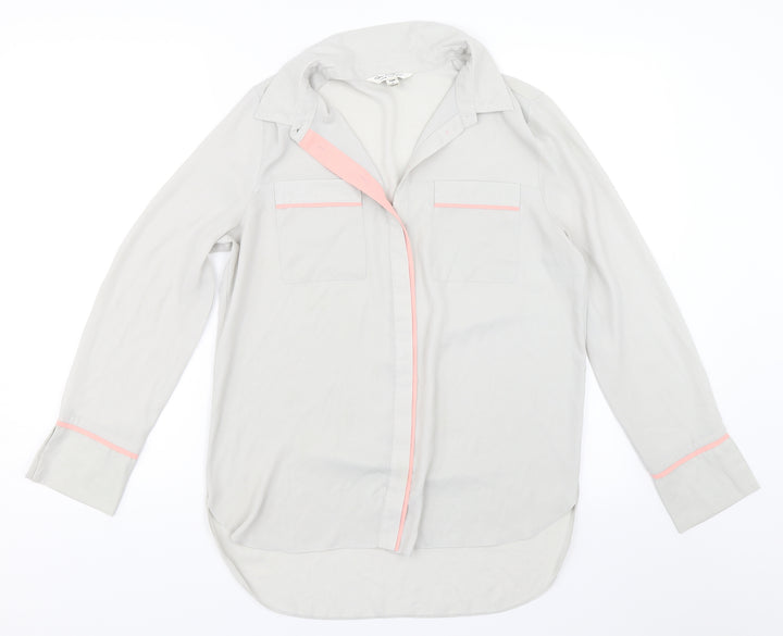Miss Selfridge Womens Grey Basic Button-Up Size 10