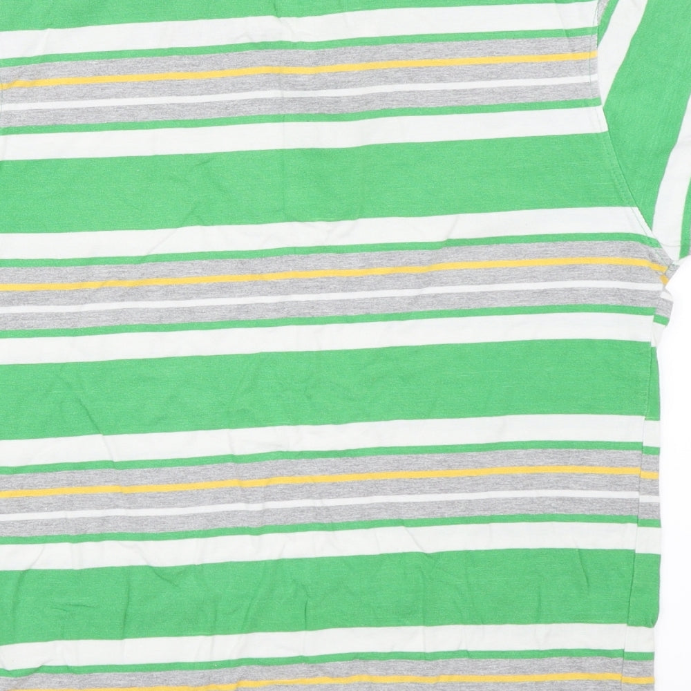 Rebel Boys Green Striped  Basic T-Shirt Size 11-12 Years