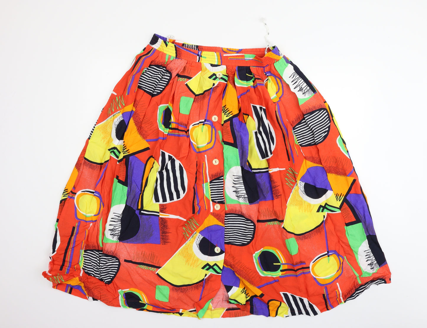 Versus Womens Orange Geometric  Flare Skirt Size 16