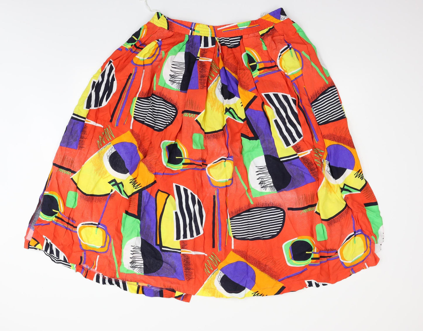 Versus Womens Orange Geometric  Flare Skirt Size 16