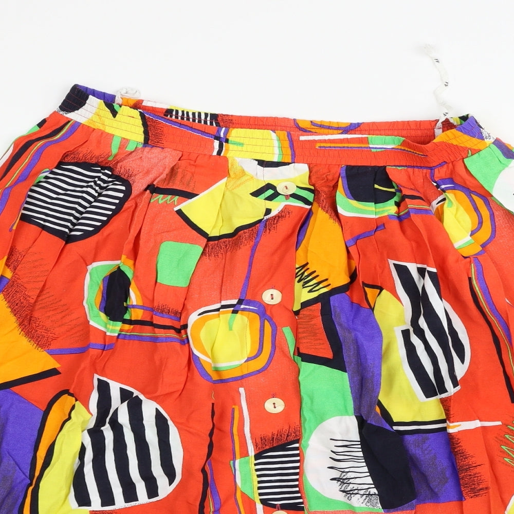 Versus Womens Orange Geometric  Flare Skirt Size 16