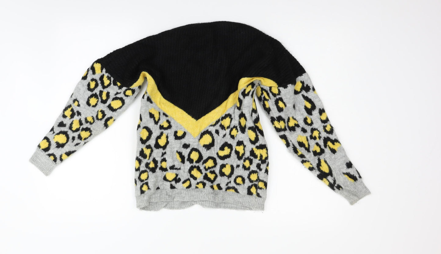 Trendyol Womens Black Animal Print  Pullover Jumper Size S