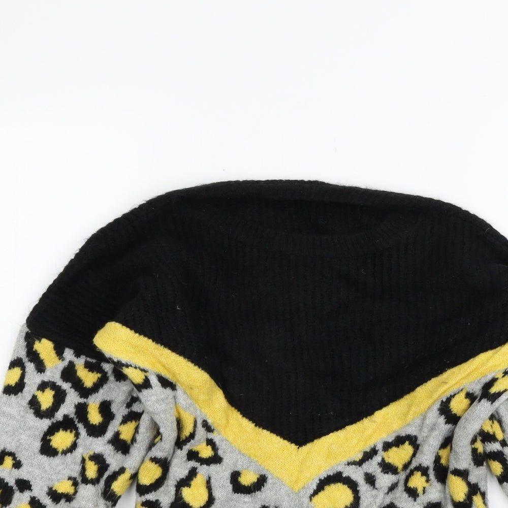 Trendyol Womens Black Animal Print  Pullover Jumper Size S