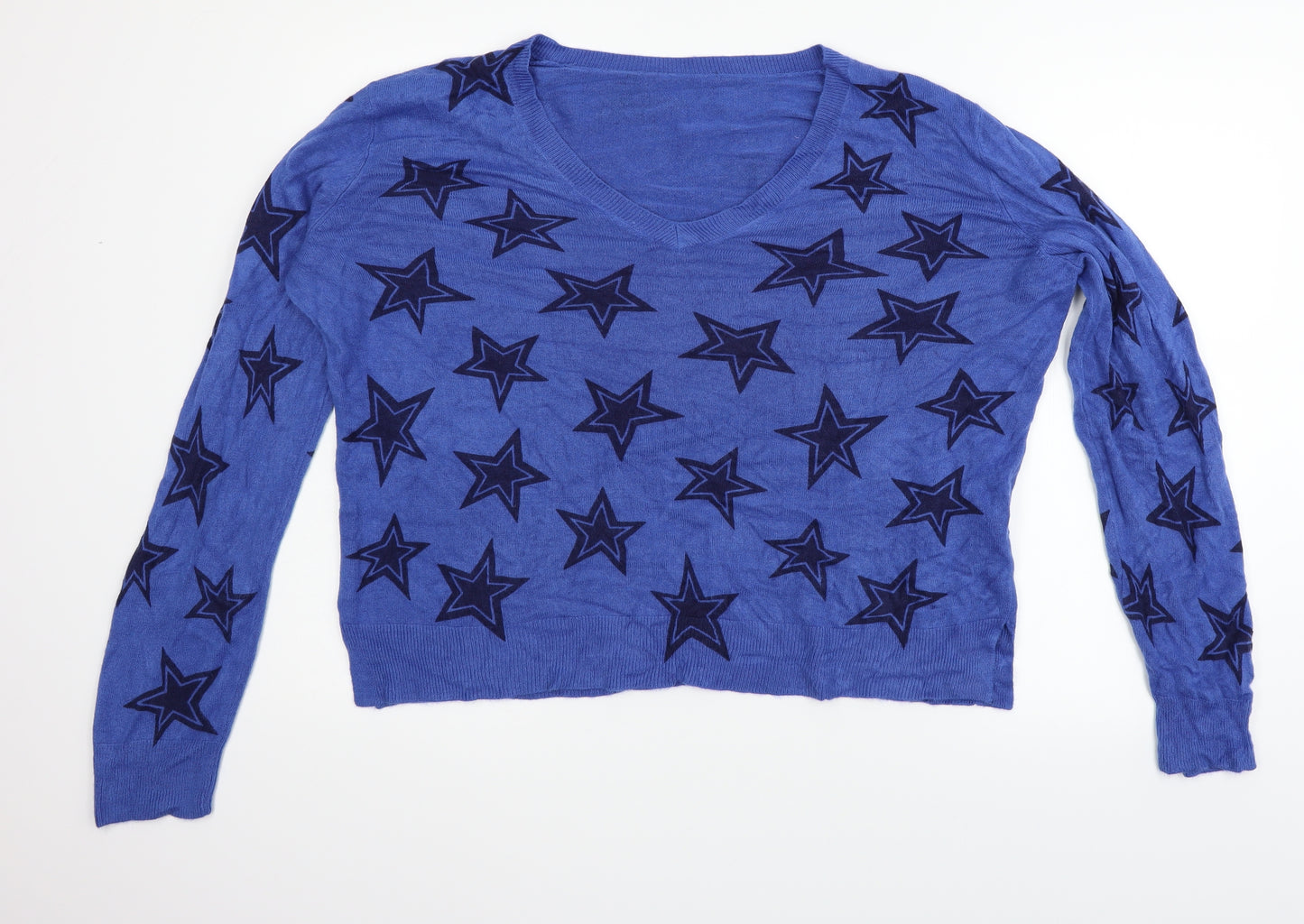 Marks and Spencer Womens Blue Geometric  Pullover Jumper Size 18  - STARS