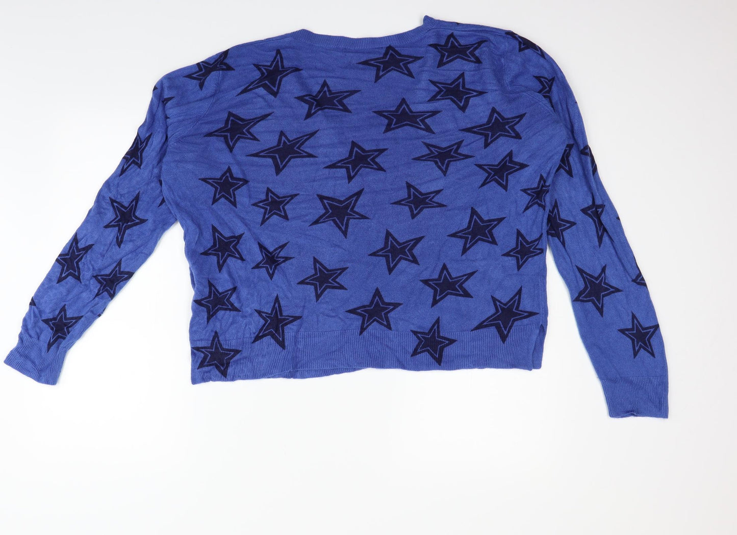 Marks and Spencer Womens Blue Geometric  Pullover Jumper Size 18  - STARS