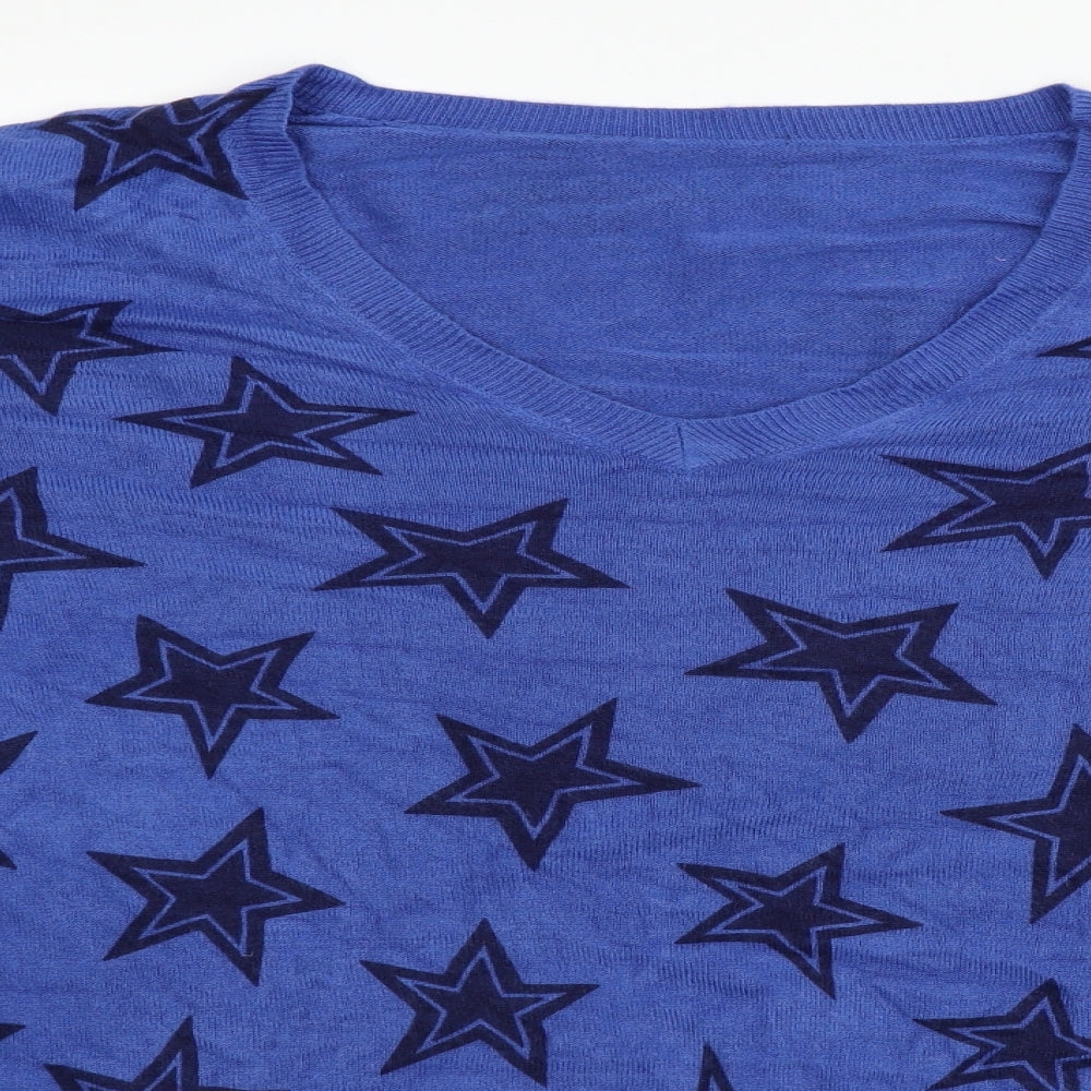 Marks and Spencer Womens Blue Geometric  Pullover Jumper Size 18  - STARS