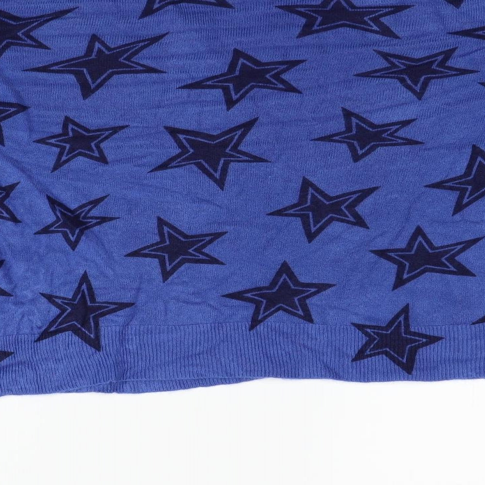 Marks and Spencer Womens Blue Geometric  Pullover Jumper Size 18  - STARS
