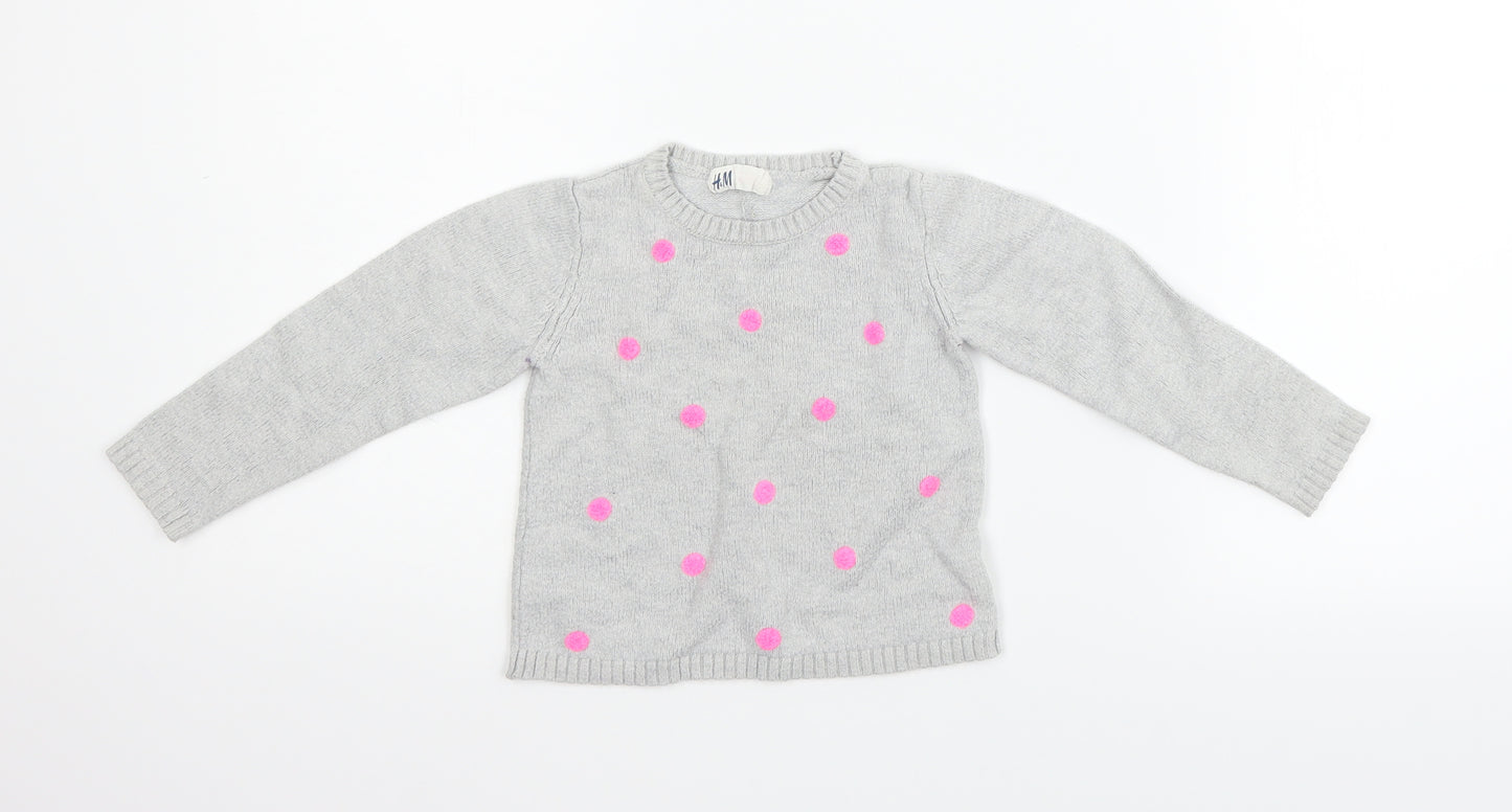 H&M Girls Grey   Pullover Jumper Size 6-7 Years