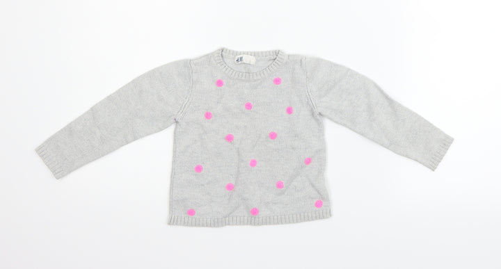 H&M Girls Grey   Pullover Jumper Size 6-7 Years