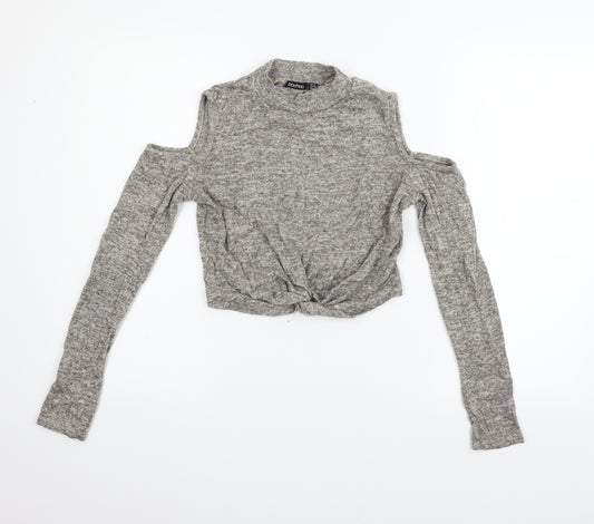 Front view of Boohoo women’s grey jumper, size UK 10