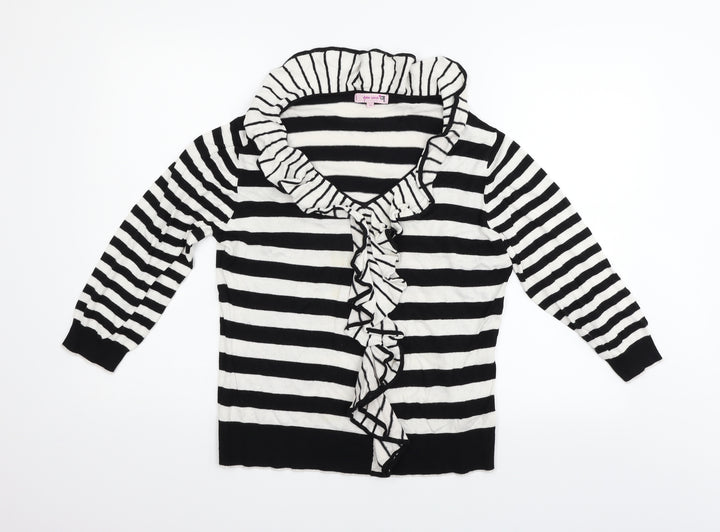 Per Una Womens Black Striped Pullover Jumper Size 16