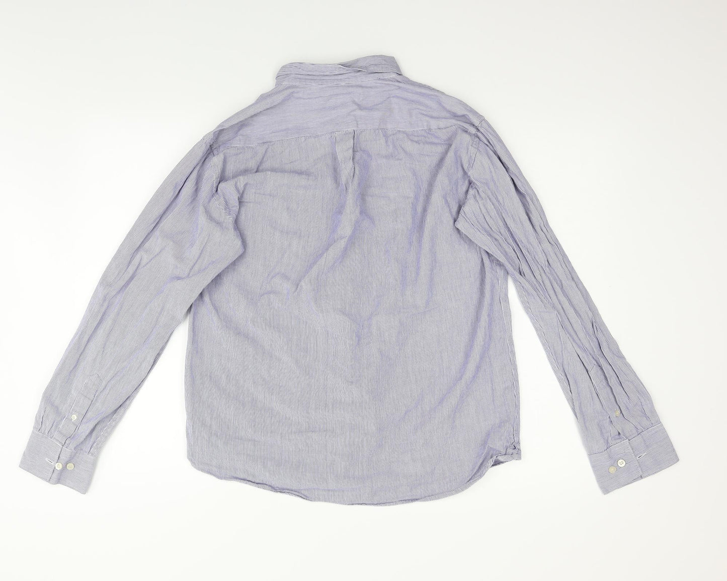 French Connection Mens Blue Striped   Button-Up Size L