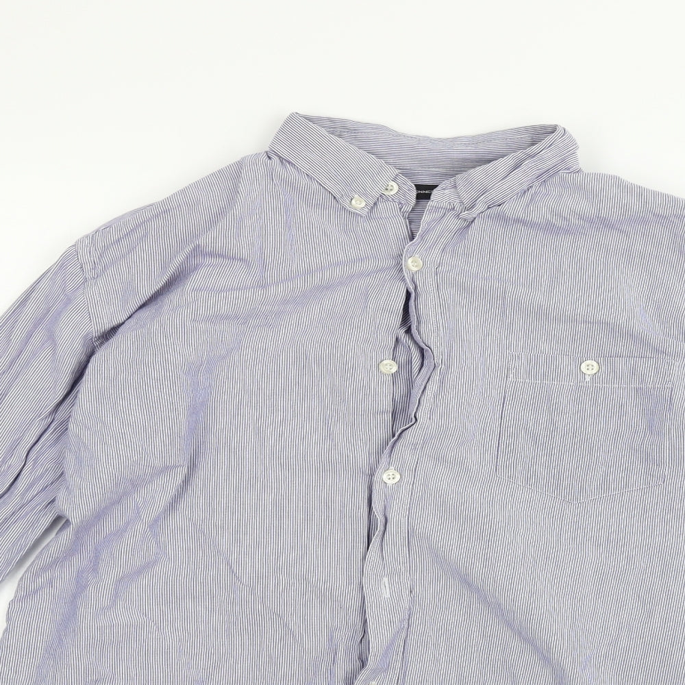 French Connection Mens Blue Striped   Button-Up Size L