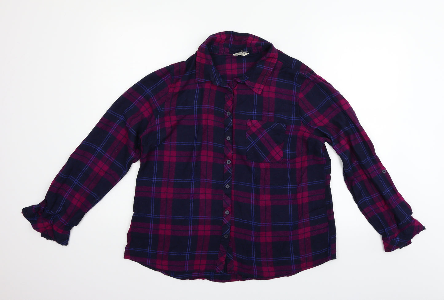 M&Co Womens Pink Check  Basic Button-Up Size 16