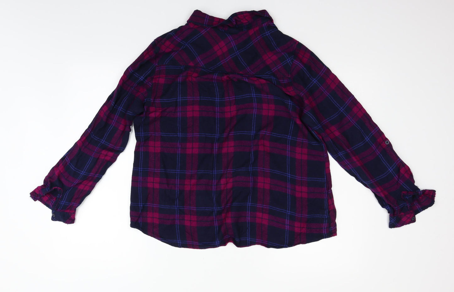 M&Co Womens Pink Check  Basic Button-Up Size 16