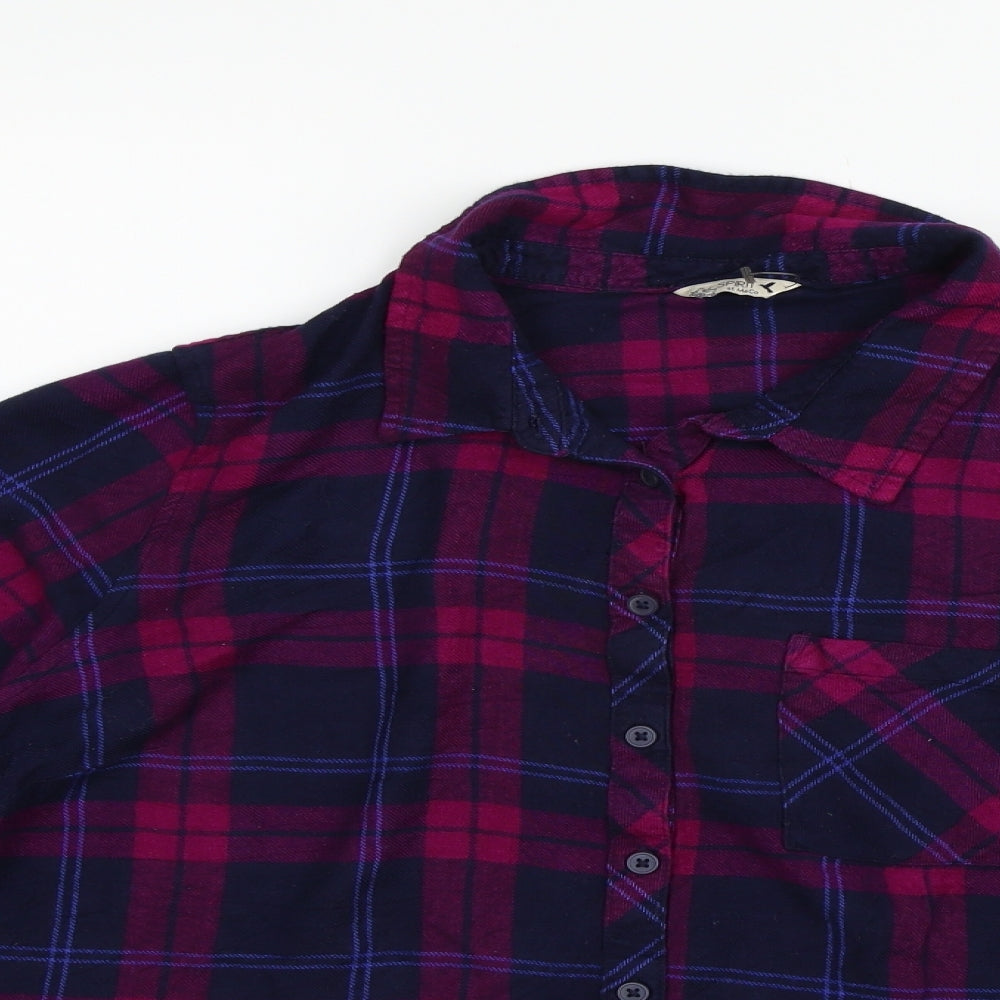 M&Co Womens Pink Check  Basic Button-Up Size 16