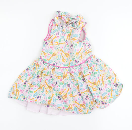 Front view of Bapster & Mimi girls’ white floral a-line, size 2, years