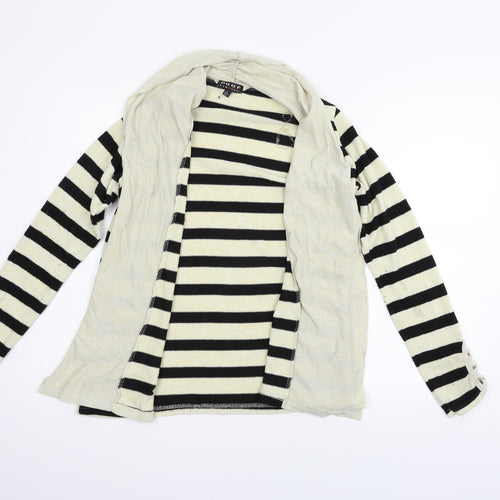 Poof Womens Beige Striped  Cardigan Jumper Size L