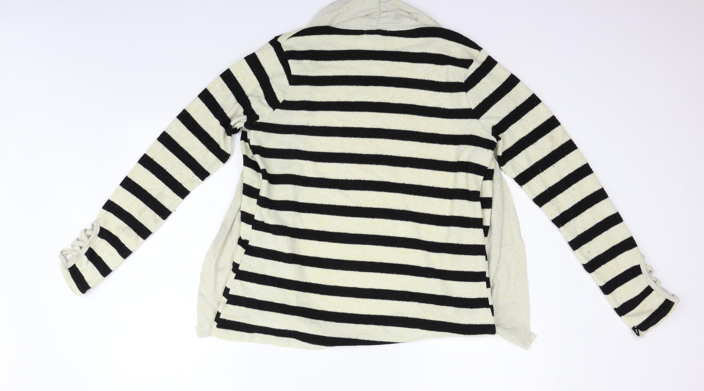 Poof Womens Beige Striped  Cardigan Jumper Size L