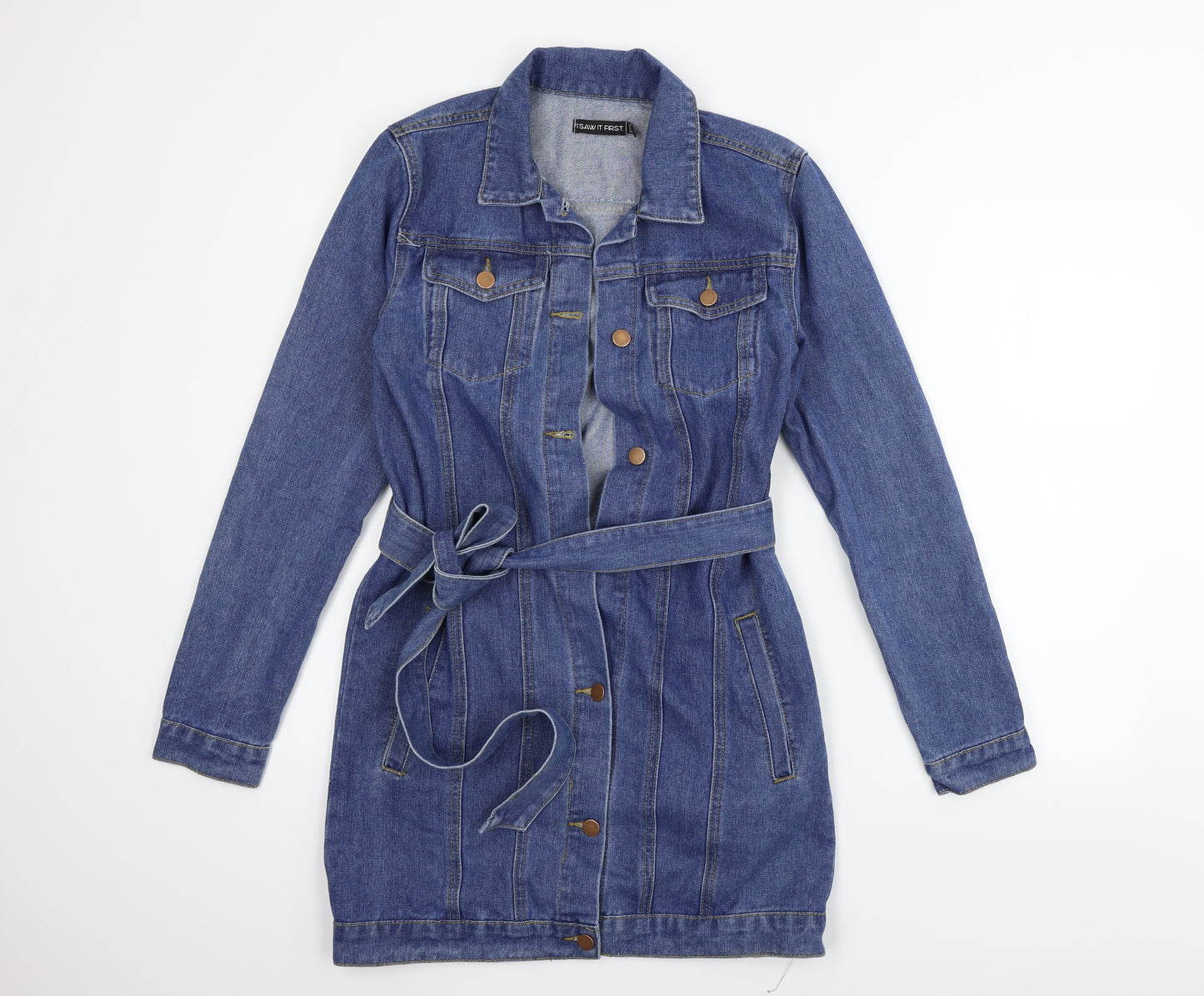 I SAW IT FIRST Womens Blue   Jacket Dress  Size 8  - BELTED