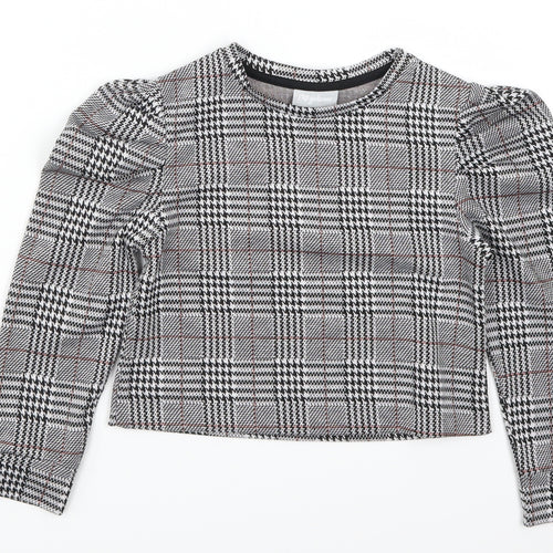 Matalan Girls Grey Houndstooth  Basic T-Shirt Size 8 Years