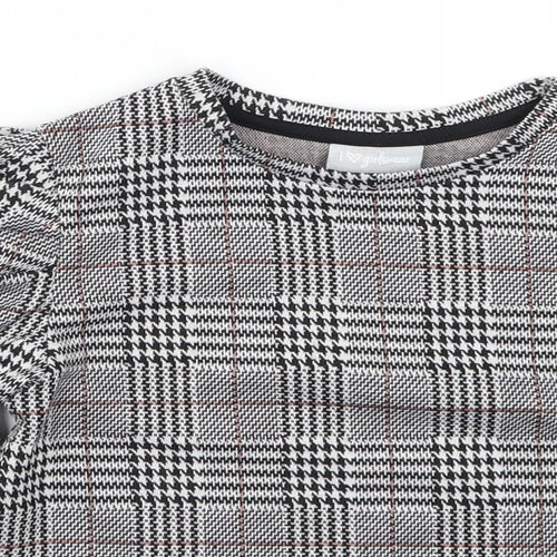Matalan Girls Grey Houndstooth  Basic T-Shirt Size 8 Years