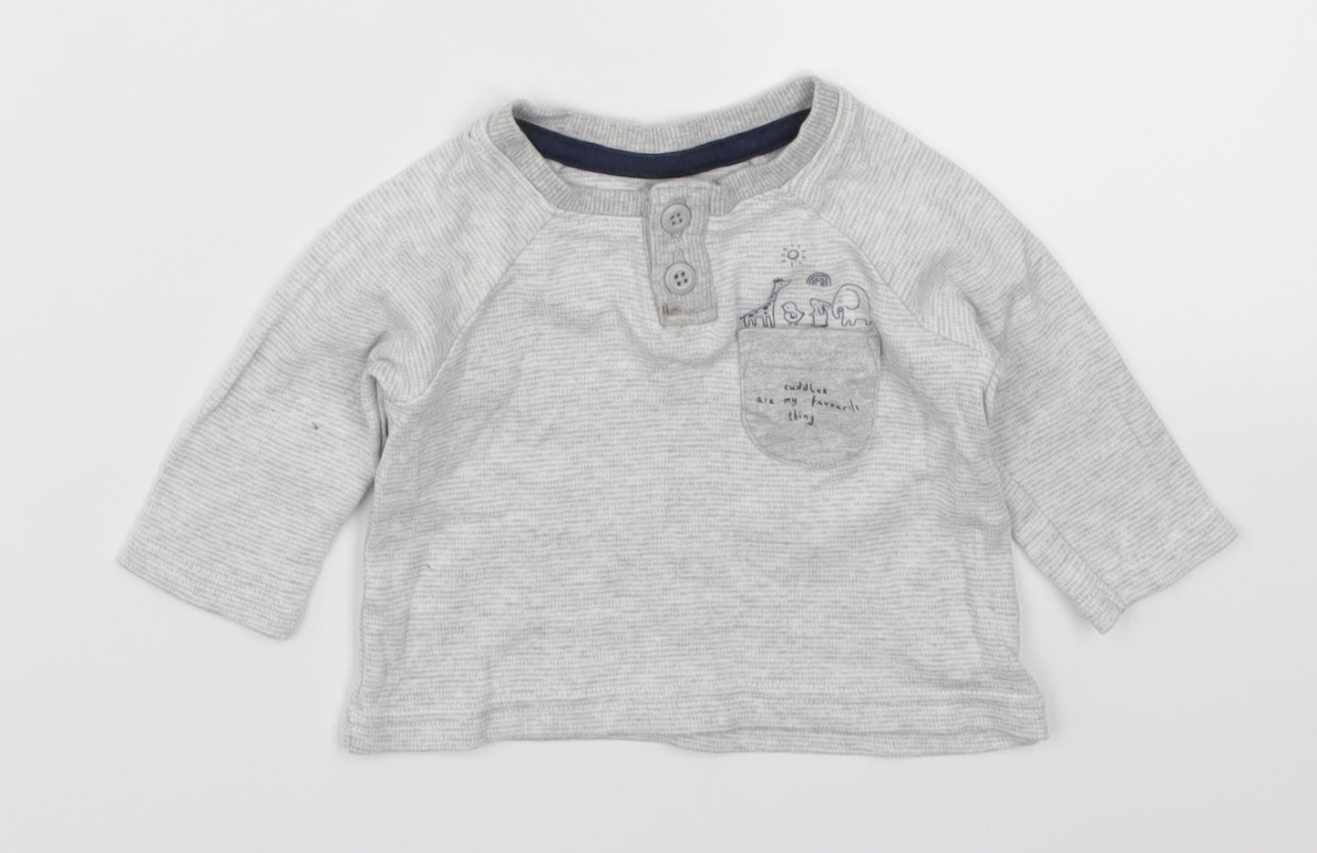 George Boys Grey   Basic T-Shirt Size 0-3 Months  - Cuddles are my Favourite Thing