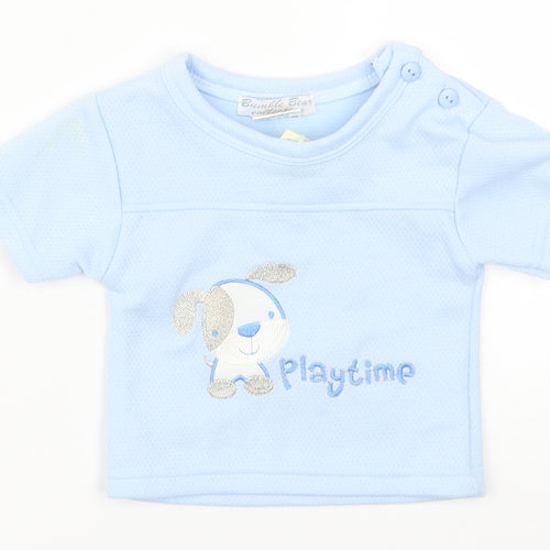 Bumble Bean Boys Blue   Basic T-Shirt Size 3-6 Months  - Puppy Playtime