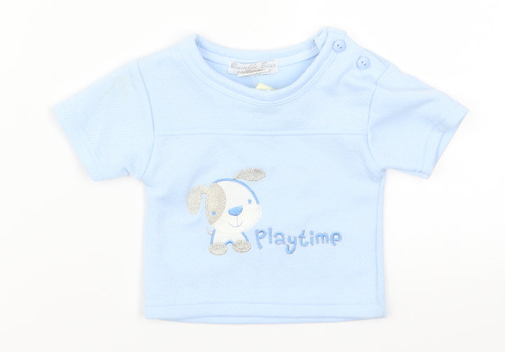 Bumble Bean Boys Blue Basic T-Shirt Size 3-6 Months - Puppy Playtime