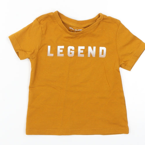 River Island Boys Brown   Basic T-Shirt Size 9-12 Months  - Legend