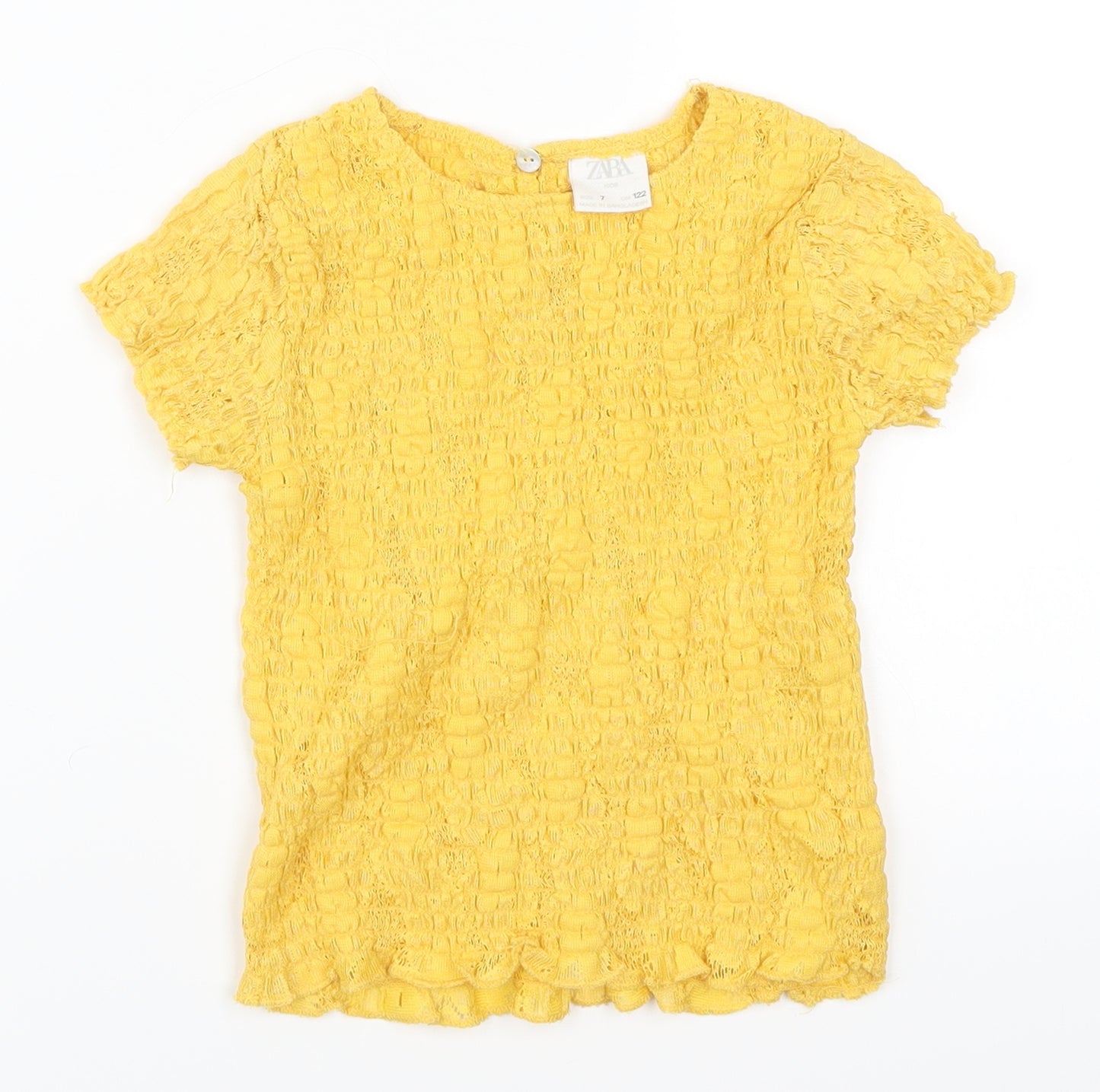 Zara Girls Yellow   Basic T-Shirt Size 7 Years