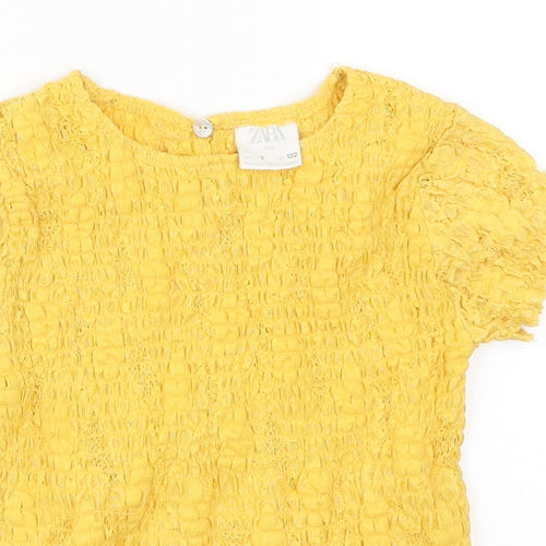 Zara Girls Yellow   Basic T-Shirt Size 7 Years