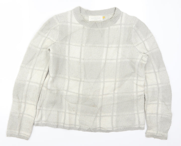 John Lewis Womens Grey Check Pullover Jumper Size 10