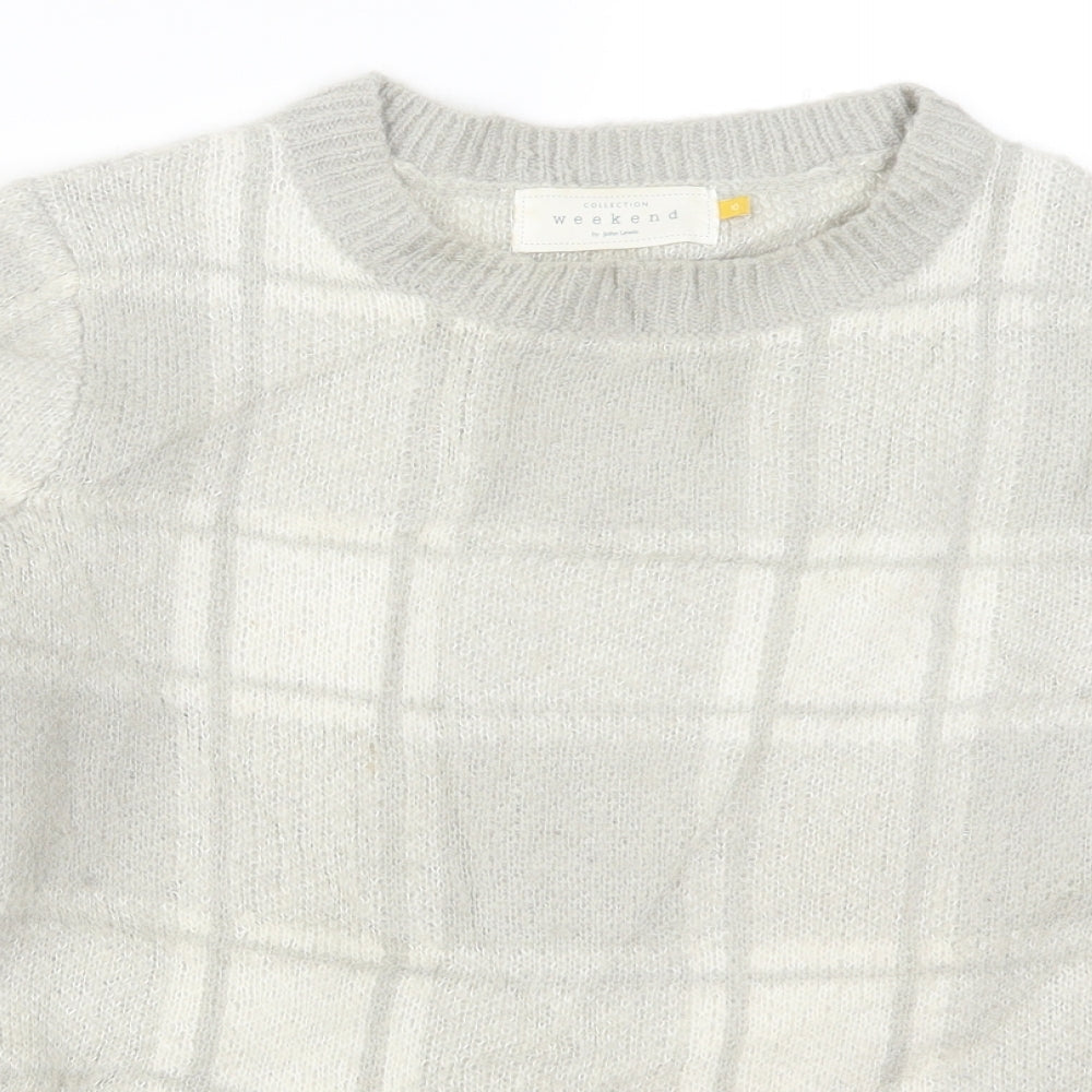 John Lewis Womens Grey Check  Pullover Jumper Size 10