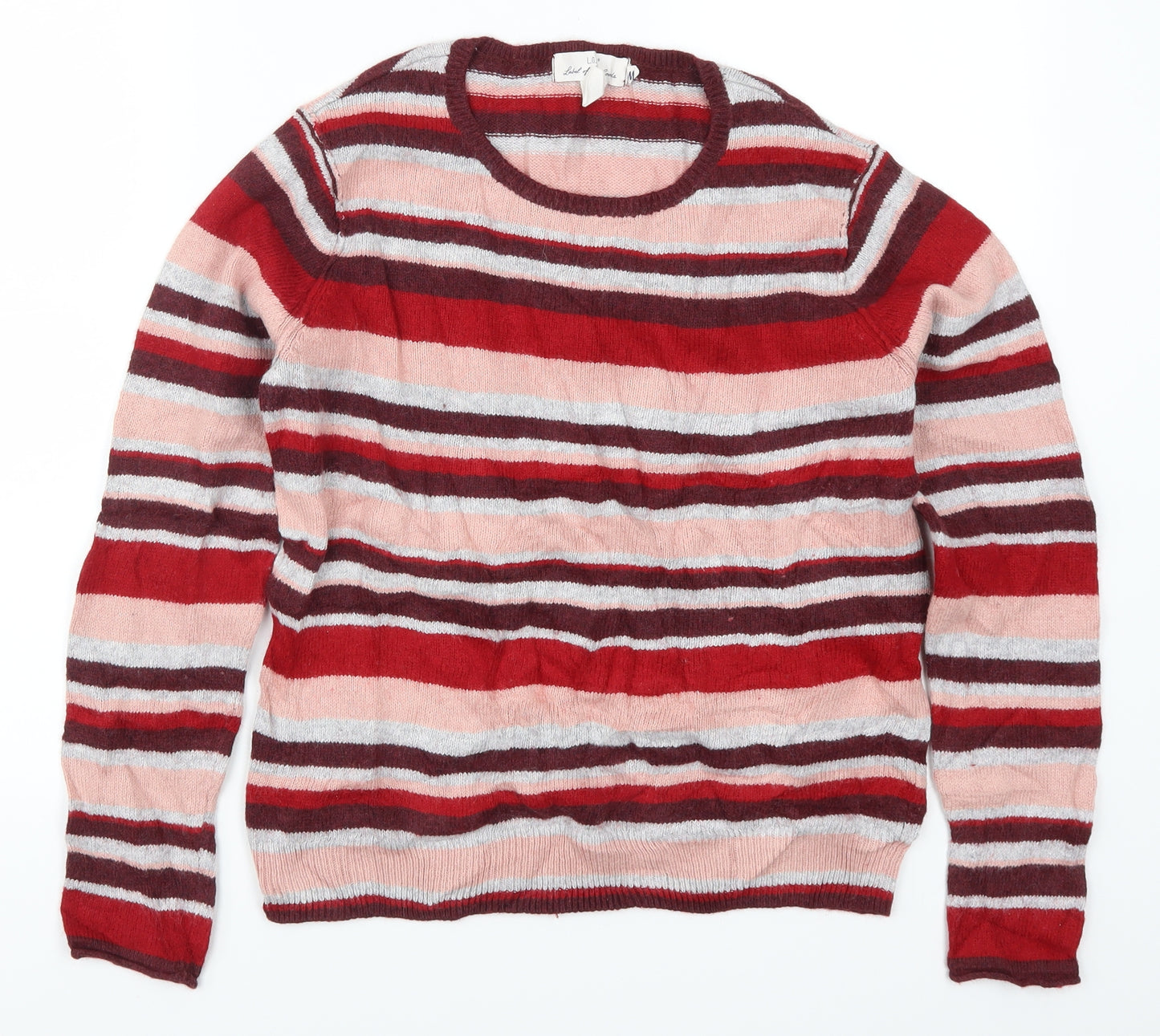 H&M Womens Red Striped  Pullover Jumper Size M