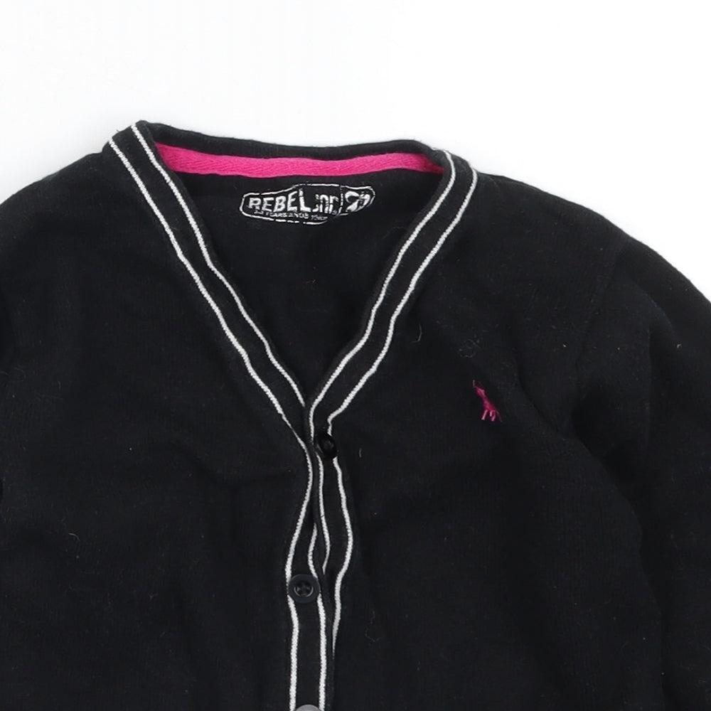 Rebel Boys Black Striped  Cardigan Jumper Size 3-4 Years