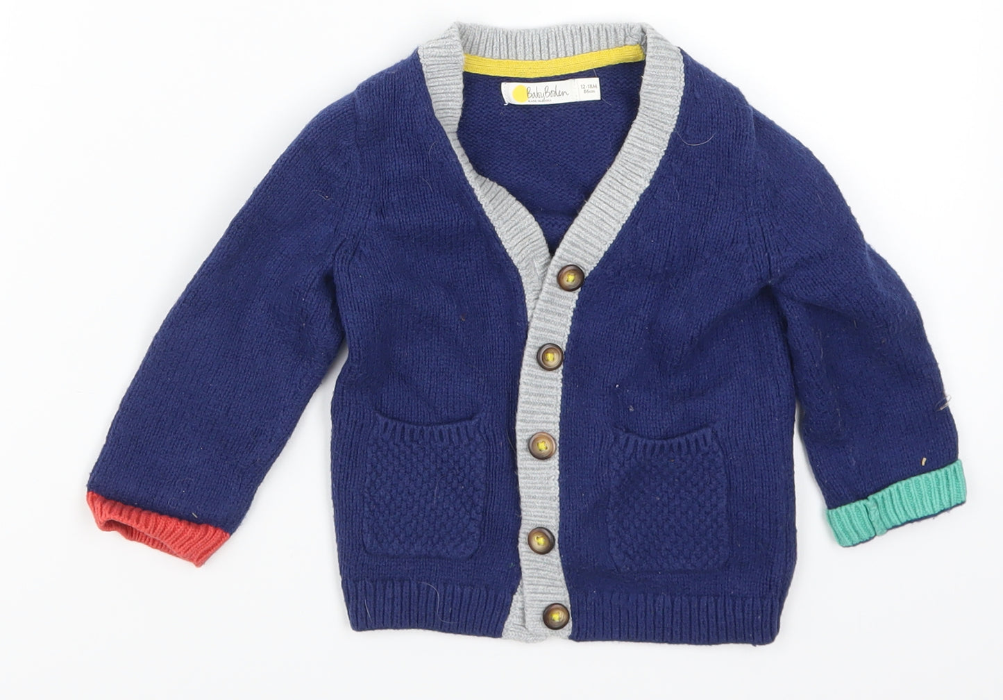 Boden Boys Blue   Cardigan Jumper Size 12-18 Months
