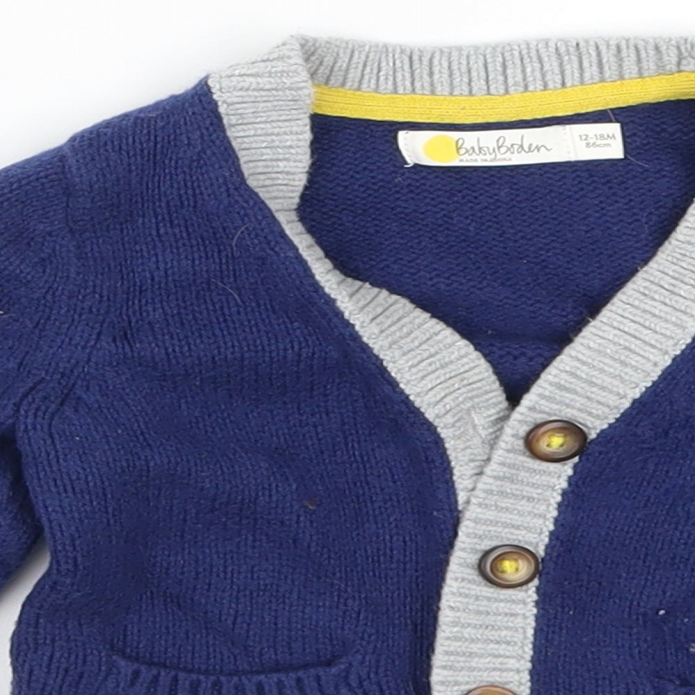Boden Boys Blue   Cardigan Jumper Size 12-18 Months