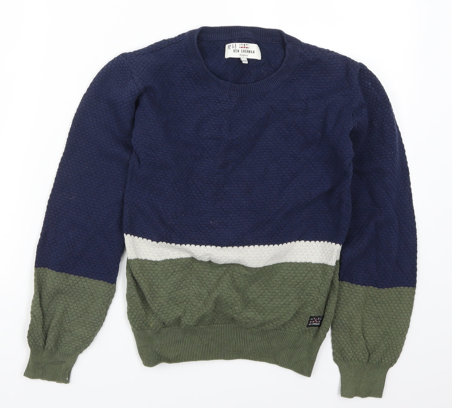 Ben Sherman Boys Green   Pullover Jumper Size 10-11 Years  - Blue Colour Block