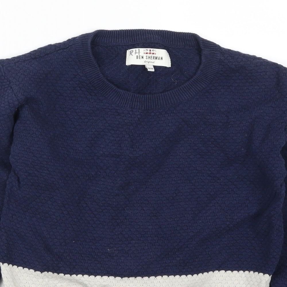 Ben Sherman Boys Green   Pullover Jumper Size 10-11 Years  - Blue Colour Block