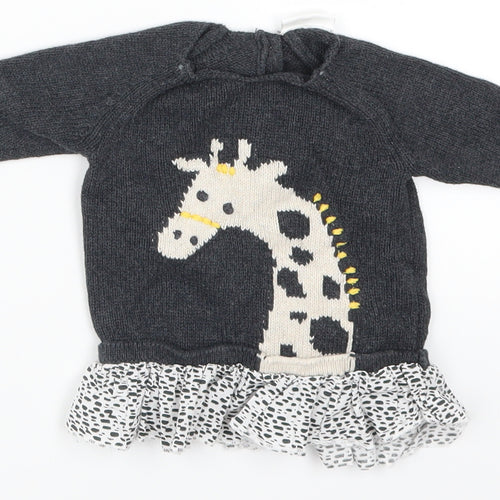 NEXT Girls Grey Polka Dot  Pullover Jumper One Size  - Giraffe