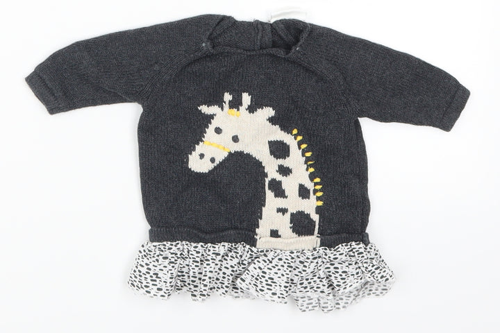 NEXT Girls Grey Polka Dot  Pullover Jumper One Size  - Giraffe