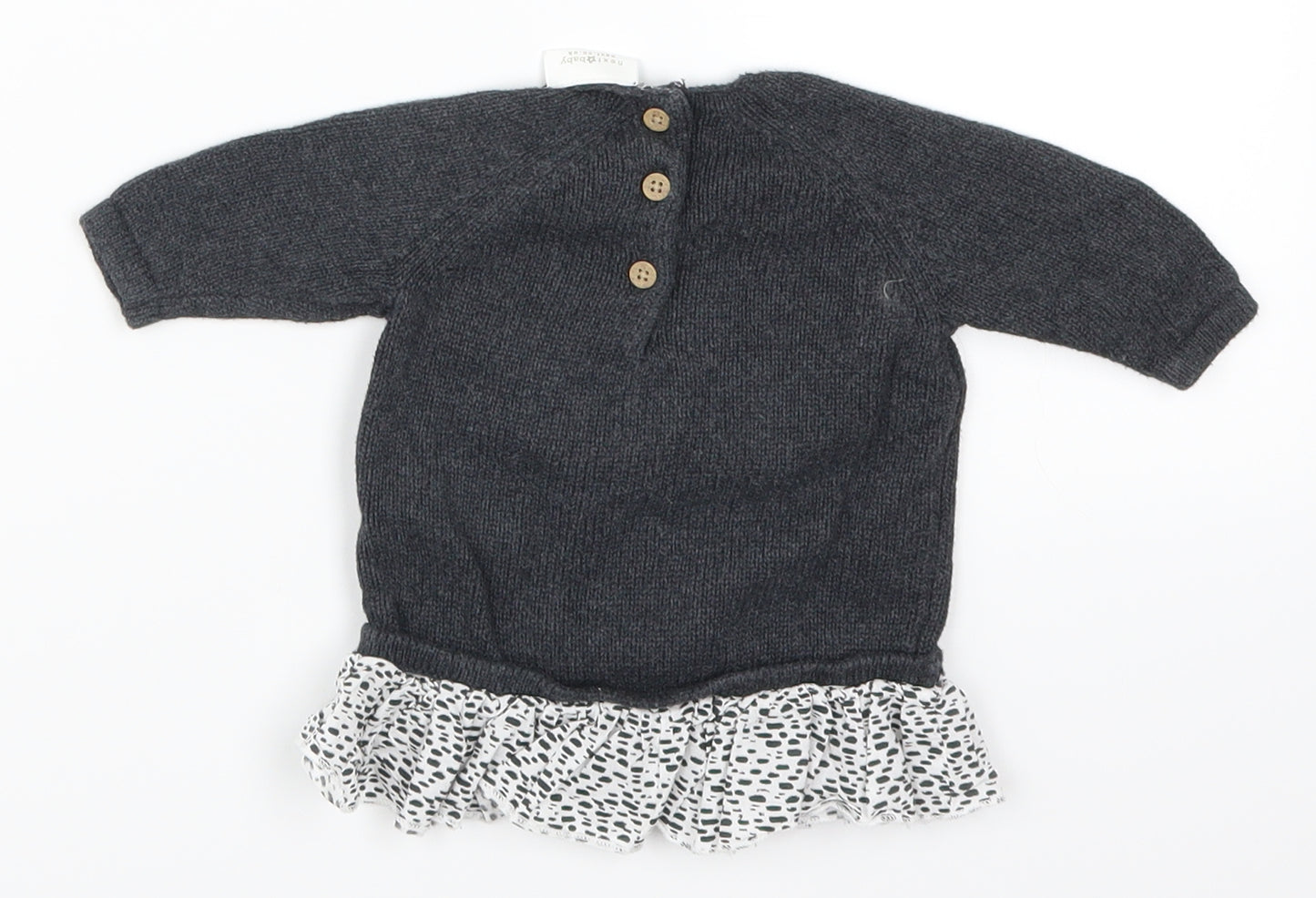 NEXT Girls Grey Polka Dot  Pullover Jumper One Size  - Giraffe