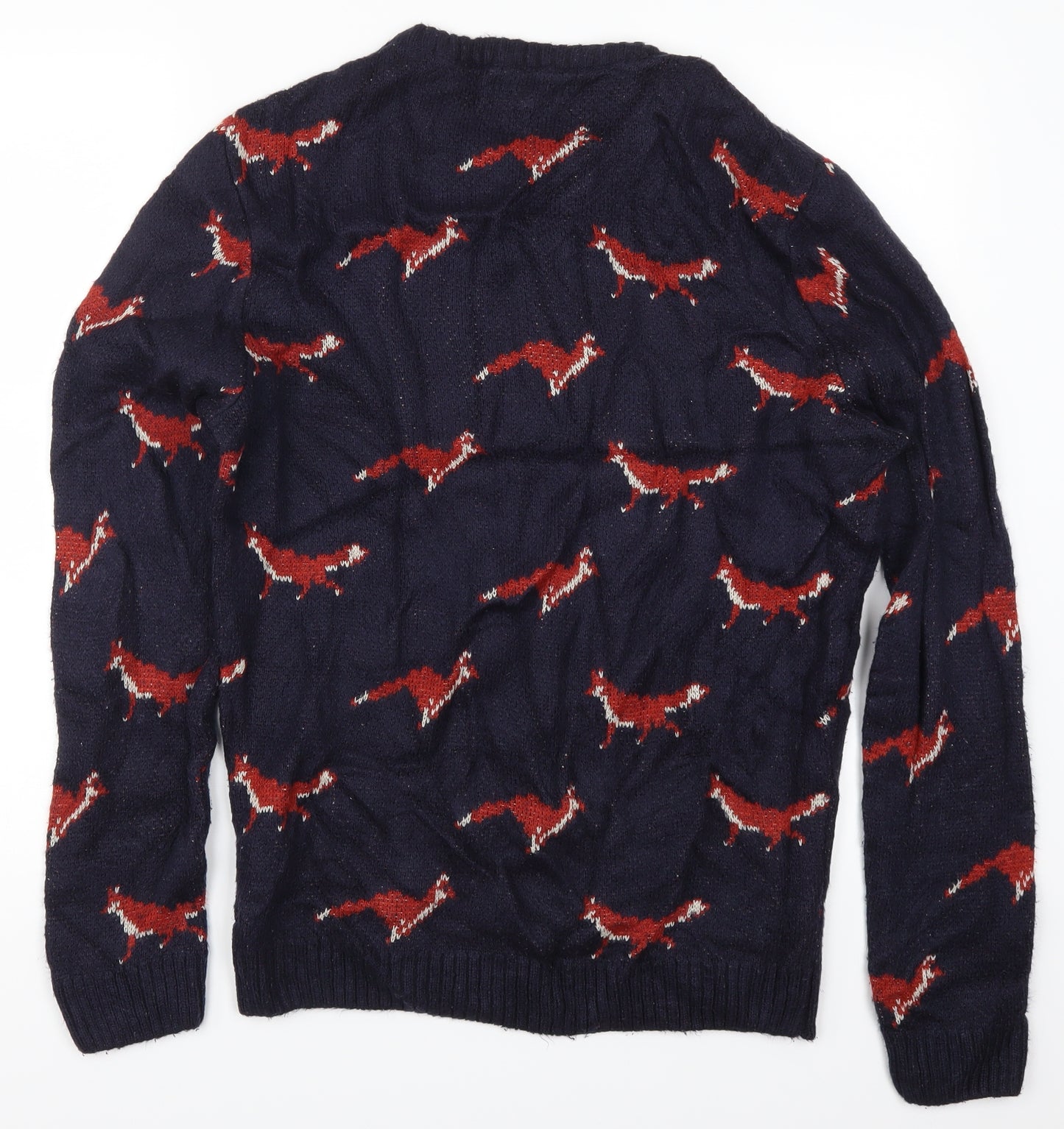 River Island Mens Blue   Pullover Jumper Size M  - Fox Print