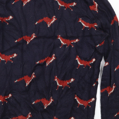 River Island Mens Blue   Pullover Jumper Size M  - Fox Print
