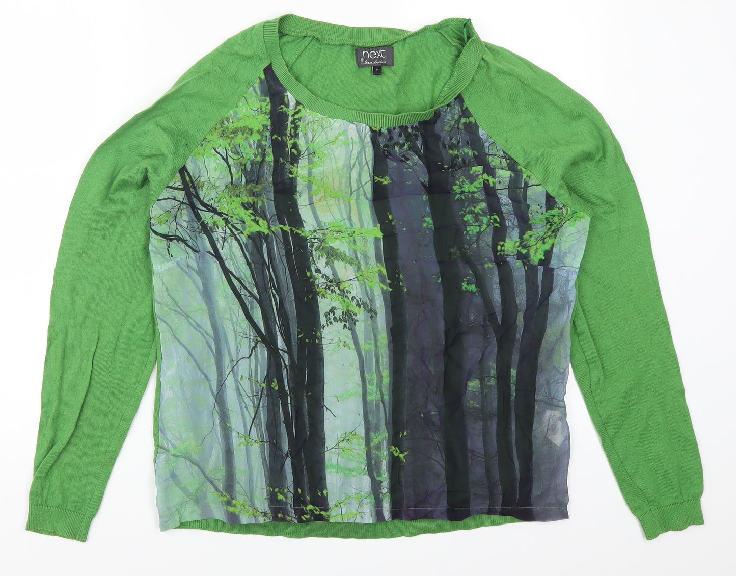 NEXT Womens Green   Pullover Jumper Size 14  - Tree Print