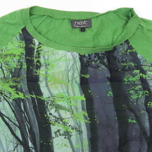 NEXT Womens Green   Pullover Jumper Size 14  - Tree Print