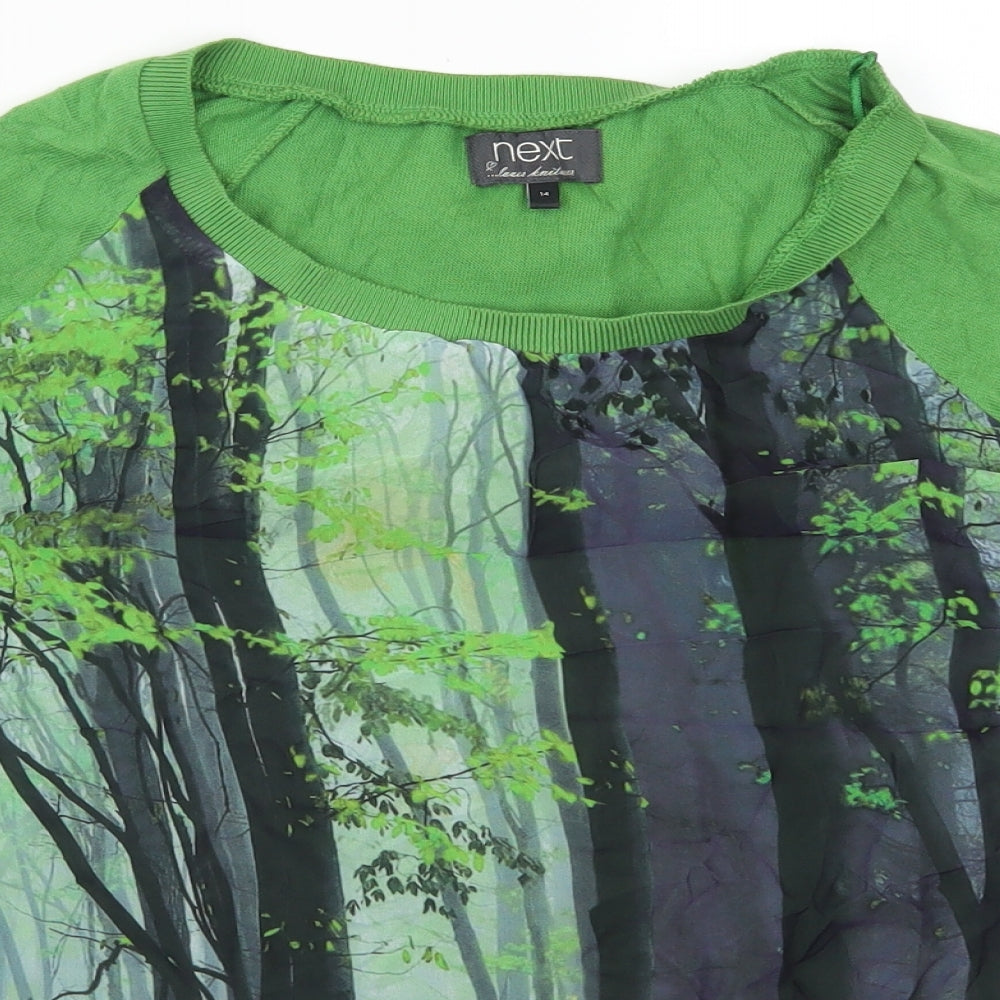 NEXT Womens Green   Pullover Jumper Size 14  - Tree Print