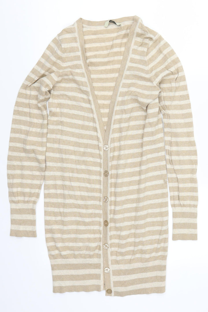 Oasis Womens Beige Striped Cardigan Jumper Size S